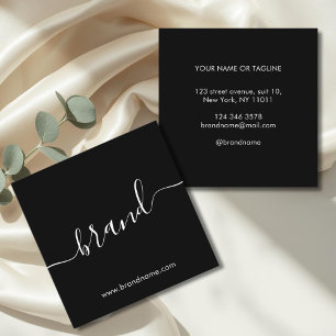 Add your brand name modern minimalist black square business card
