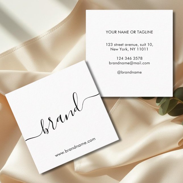 Add your brand name modern minimalist white calling card (Creator Uploaded)