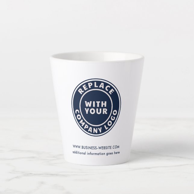 Add Your Business Logo and Brand Website Custom Latte Mug (Front)