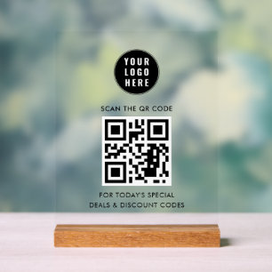 Add Your Business Logo and QR Code Simple Acrylic Sign