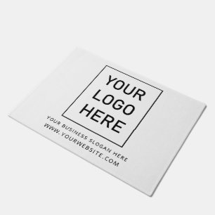 Add Your Business Logo and Text Black White Doormat