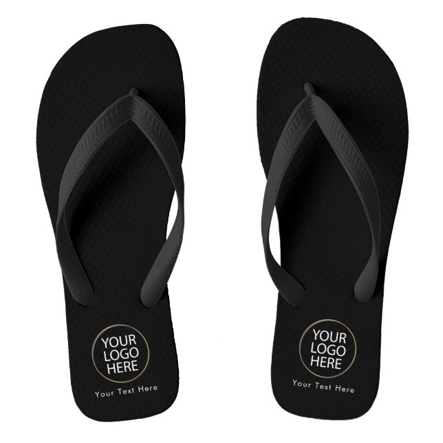 Add Your Business Logo and Text Custom Black  Jandals (Footbed)