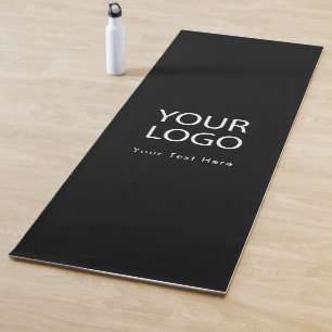 Add Your Business Logo and Text Custom Black  Yoga Mat