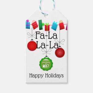 Add Your Business Logo "Fa-La-La-La" Holiday Gift Tags