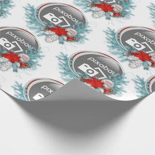 Add Your Business Logo Festive Holiday Frames Wrapping Paper