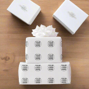 Add Your Business Logo l Promotional Branded White Wrapping Paper