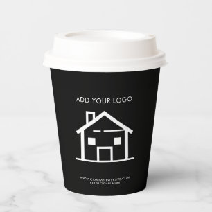 Add Your Business Logo Minimalist Real Estate Pape Paper Cups