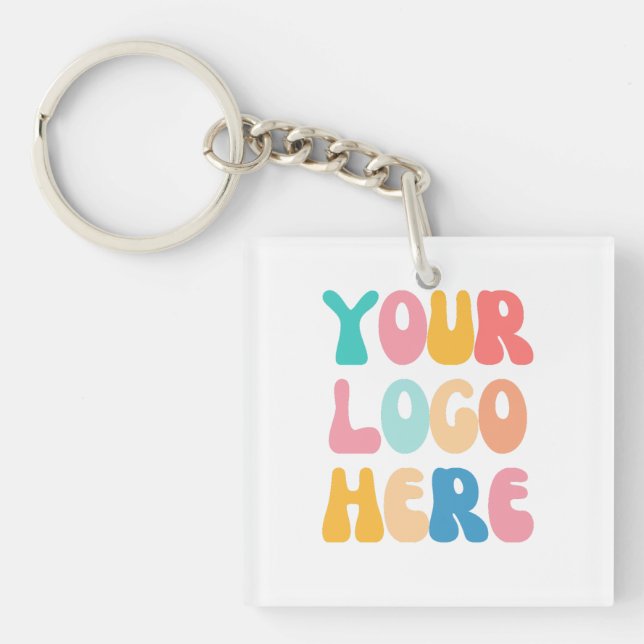 Add your business Logo Modern Minimal Simple Key Ring (Front)