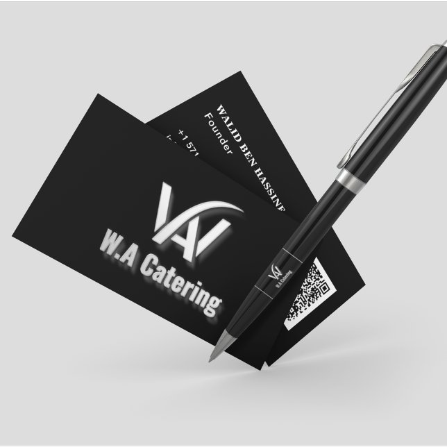 Add Your Business Logo & QR Code l Black White Business Card (Creator Uploaded)