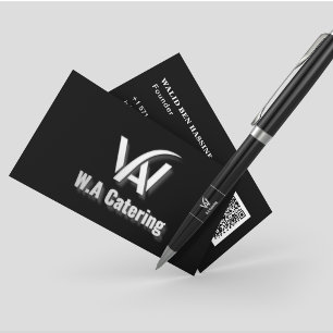 Add Your Business Logo & QR Code l Black White Card