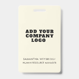 Add Your Business Logo Simple Company Employee ID Badge