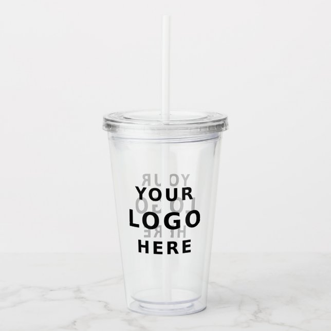 Add Your Business Logo Simple Minimal Promotional Acrylic Tumbler (Front)