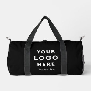 Add Your Business Logo Simple Minimalist Black Duffle Bag
