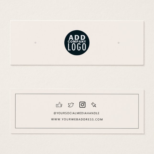 Add Your Business Logo Stud Earring Display Card (Front & Back)
