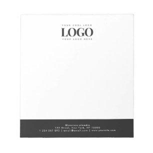 Add Your Business Logo & Text Elegant Black White Notepad