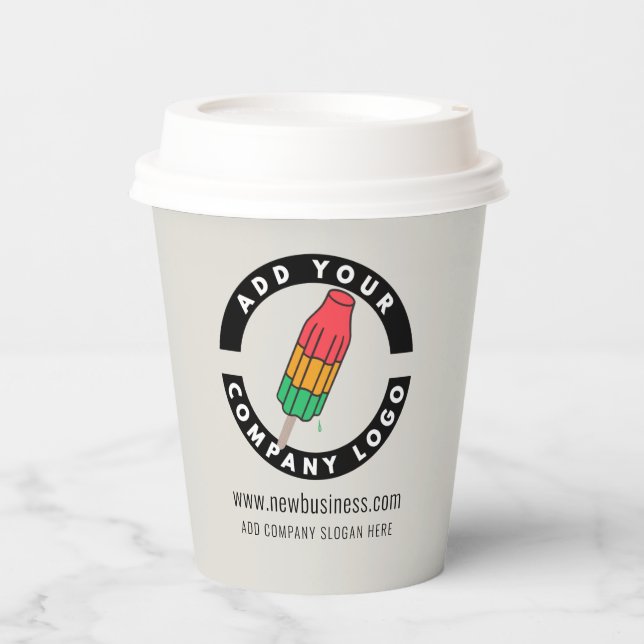 Add Your Business Logo Website Address Promotional Paper Cups (Front)