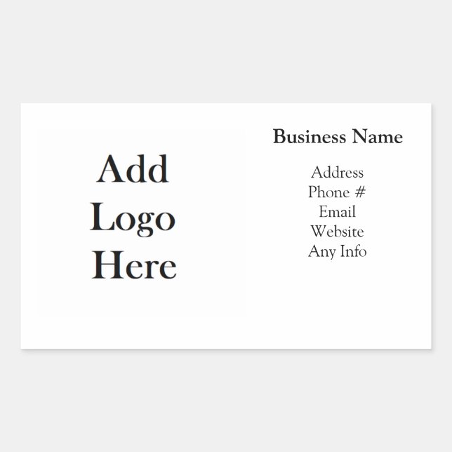 Add your Business Logo, Websites, Email, Phone # Rectangular Sticker (Front)