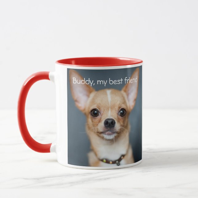 Add Your Chihuahua Photo Red Ringer Mug (Left)