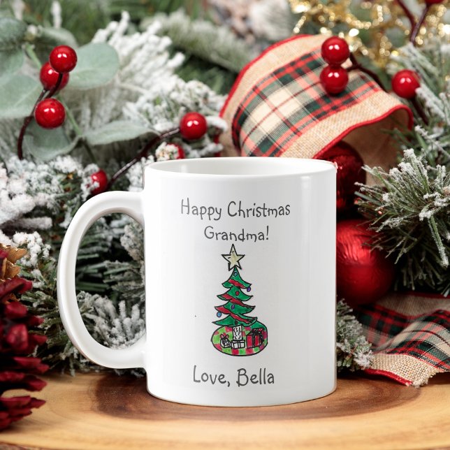 Add your child artwork Christmas Gift for Grandma Coffee Mug (Creator Uploaded)