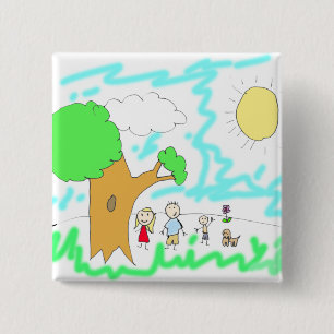 Add your Children's Artwork to this 15 Cm Square Badge