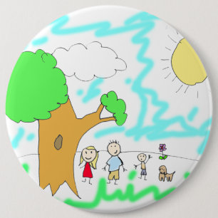 Add your Children's Artwork to this Large 6 Cm Round Badge