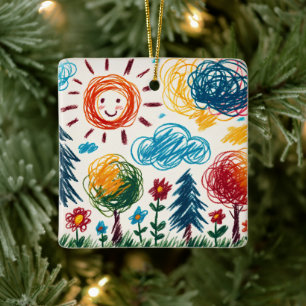 Add your Child's Artwork to this Christmas Ceramic Ornament