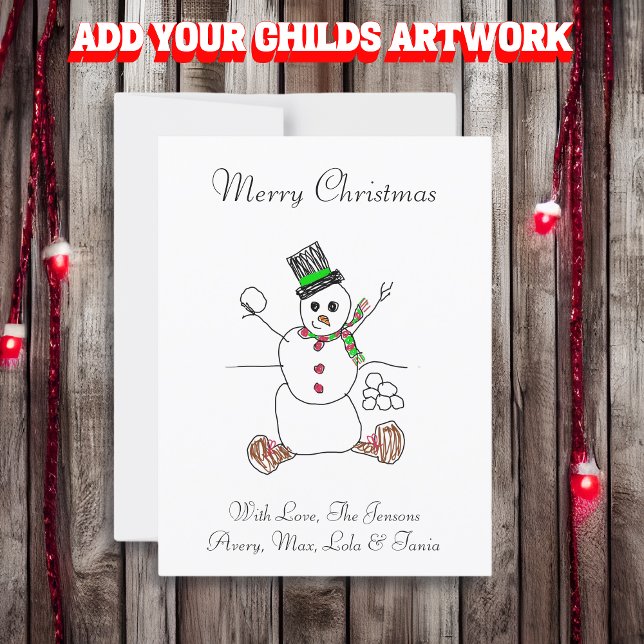 Add Your Child's Artwork to this Christmas Postcard (Creator Uploaded)