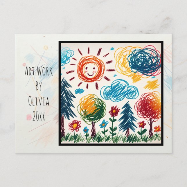 Add your Child's Artwork to this Christmas Postcard (Front)
