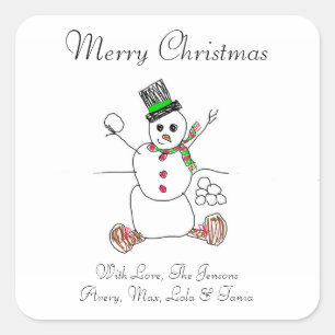 Add Your Child's Artwork to this Christmas Square Sticker