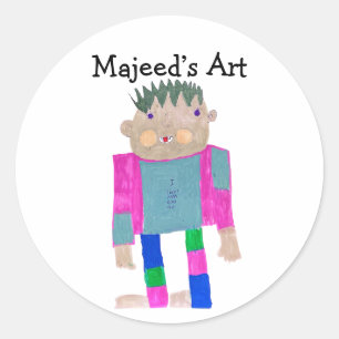 Add your Child's Artwork to this  Classic Round Sticker