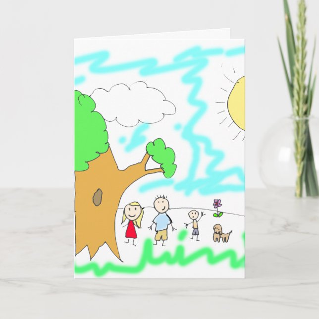 Add Your Child's Artwork to this Happy Birthday Card (Front)