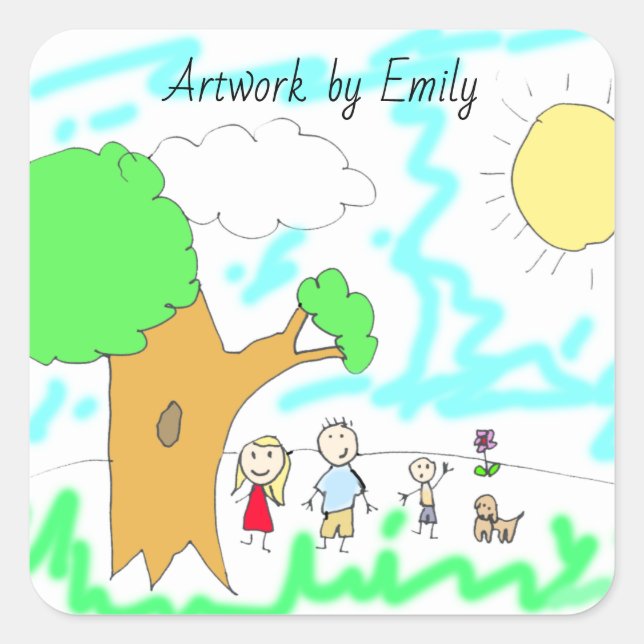 Add your Child's Artwork to this Square Sticker (Front)
