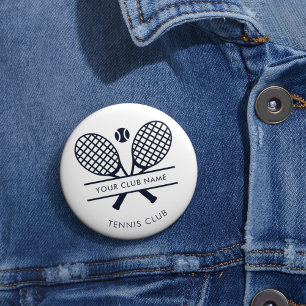 Add Your Club Name Tennis Icons Navy Blue 6 Cm Round Badge