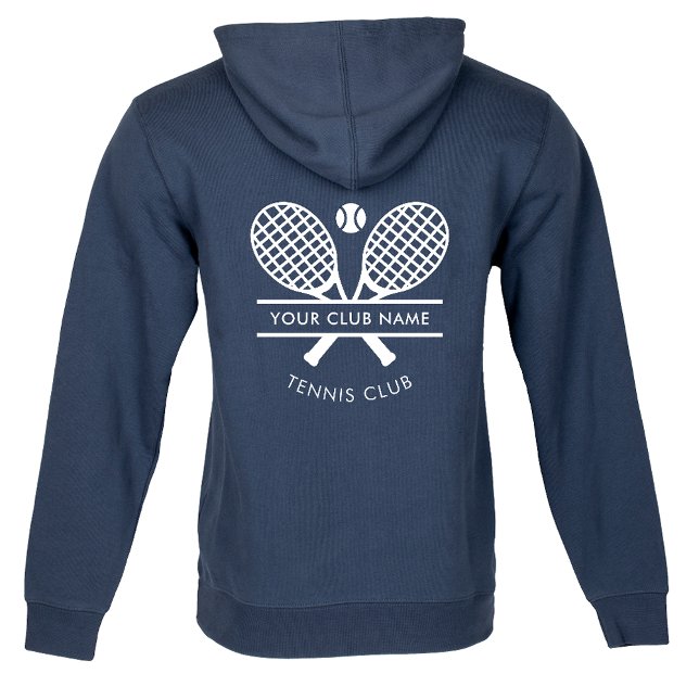 Add Your Club Name Tennis Logo Navy Blue Custom Hoodie (Custom Lawn Tennis Club Name Team Navy Blue Hoodie)