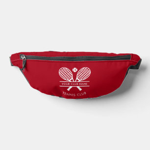 Add Your Club Name Tennis Rackets Motif Red Custom Bum Bags