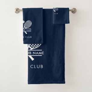 Add Your Club Name Tennis Rackets  Motifs Custom Bath Towel Set