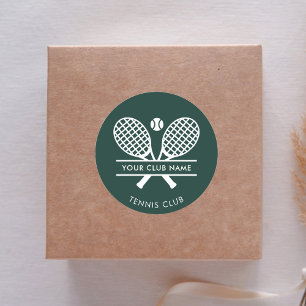 Add Your Club Name Tennis Sports Green Any Colour Classic Round Sticker