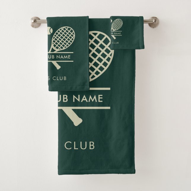Add Your Club Name Tennis Team Colour Green Bath Towel Set (Insitu)