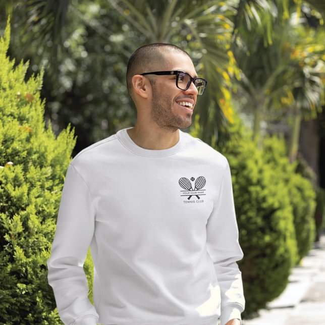 Add Your Club Name Tennis Team Custom Sweatshirt (Tennis Club Logo White Sweatshirt)