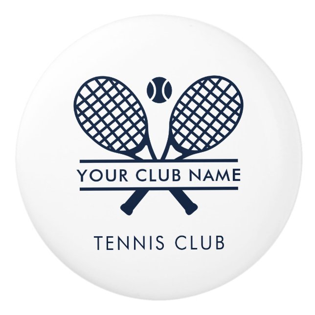 Add Your Club Name Tennis Team Navy Blue Ceramic Knob (Front)