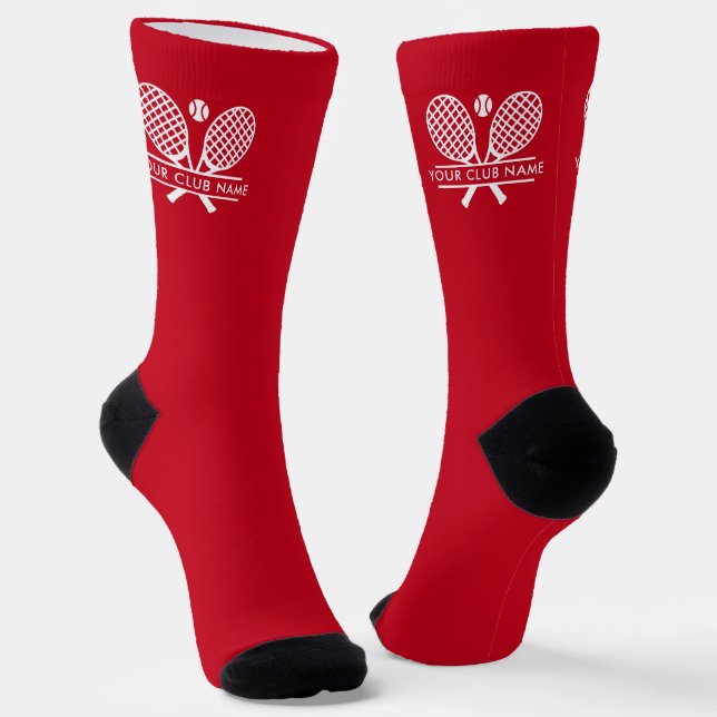 Add Your Club Name Tennis Team Red Socks (Angled)