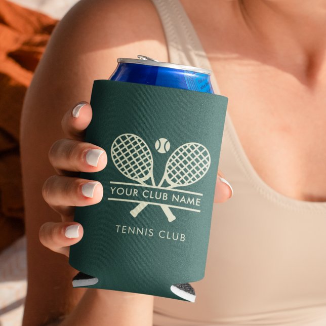 Add Your Club Name Tennis Team Swag Green Custom Can Cooler (Club Name Tennis Team Swag Green Custom Can Cooler)