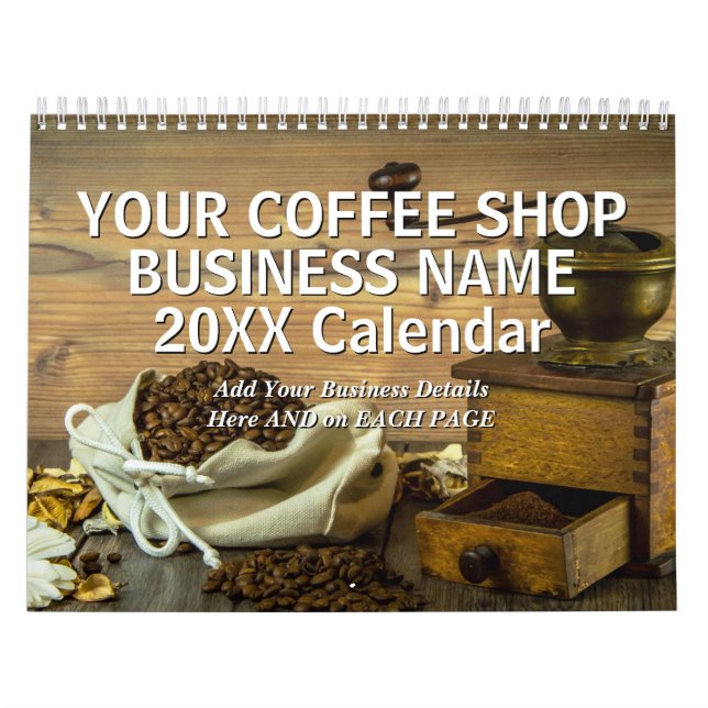 Add Your Coffee Shop Business Name Details 20xx  Calendar (Cover)