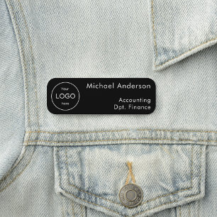 Add your company business event logo black name tag