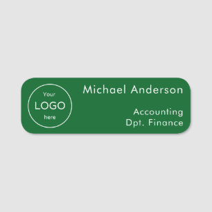 Add your company business event logo green name tag