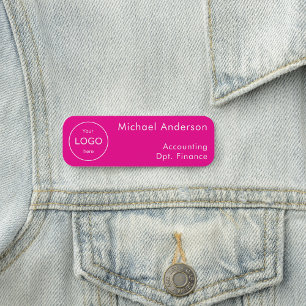 Add your company business event logo hot pink name tag