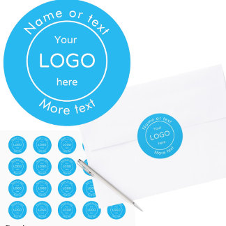 Add your company business shop logo blue classic round sticker