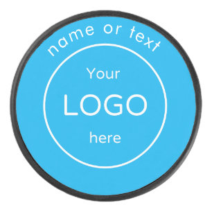 Add your company business shop logo blue hockey puck