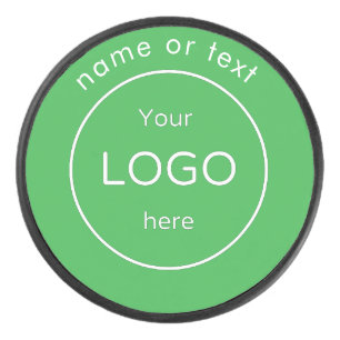 Add your company business shop logo green hockey puck