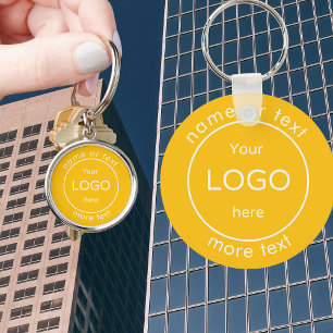Add your company business shop logo house yellow  key ring